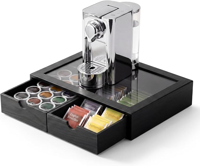 Black Wooden Tea Bag Organizer by LOYIM