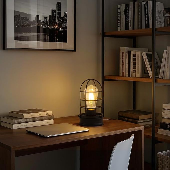 Cerdeco Small Vintage Table Lamp, Industrial Desktop Lamp - Image 7