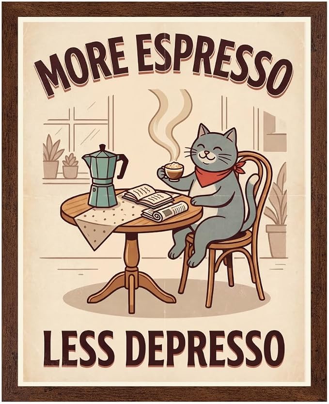 Lawrence Williams Designs Coffee Cat Poster by LawrenceWilliamsDesigns