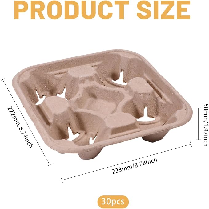 CHGCRAFT 30 Pcs 4 Cup Drink Carrier Drink Cup Holder Coffee Take Out Trays - Image 2
