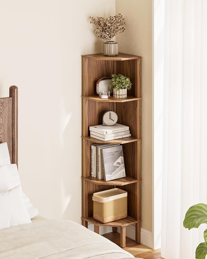 Corner Shelf, 5 Tier Corner Bookshelf, Display Corner Shelf Stand - Image 4