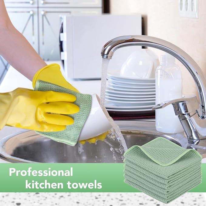 KinHwa Reusable Microfiber Cleaning Cloth, Lint Free Quick Dry Absorbent Dish - Image 4