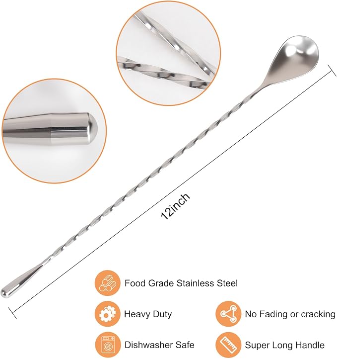 2 Pack Bar Spoon, Cocktail Mixing Spoon, Long Spoons - Image 7