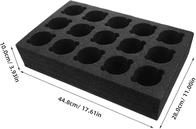 Multi-hole Foam Cup Holder Tray 15-compartment 445x196x100mm Black Beverage - Image 2