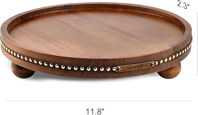 Farmhouse Decorative Round Tray, 11.81 Inch, Versatile Centerpiece Tray - Image 4