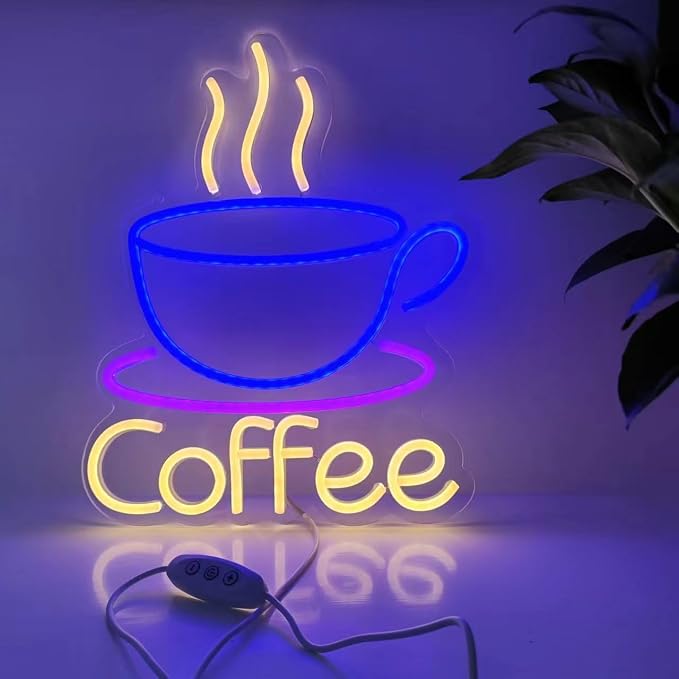 LED Coffee Cup Neon Sign Large 5V USB Powered Acrylic Neon Lights - Image 2
