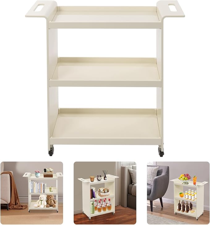 Acrylic Rolling Serving Cart, 3 Tier Clear Bar Cart, Acrylic Serving Storage - Image 2