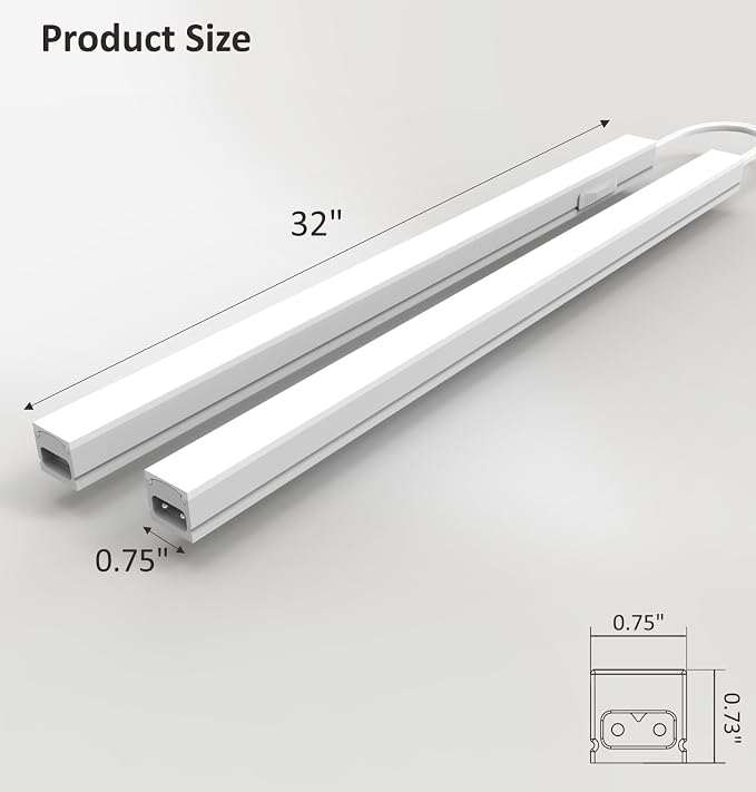 Leetdud Under Cabinet Lighting Plug in, 32 Inch 2 Pcs, Linkable AC120V 3CCT - Image 8