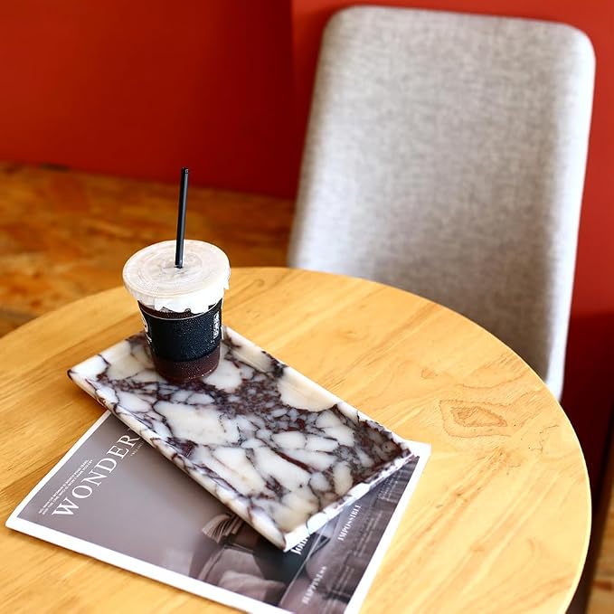 DUANYAN Natural Marble Tray, Coffee Table, Paper Cup, Cake Display, Coffee bar - Image 5