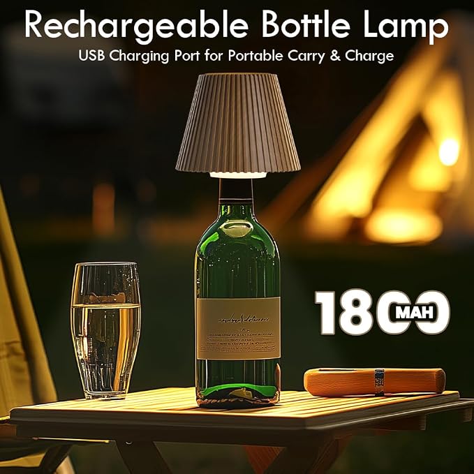 WILIT Wireless Bottle Lamp, 3-Level Brightness Rechargeable Cordless Table Lamp - Image 3