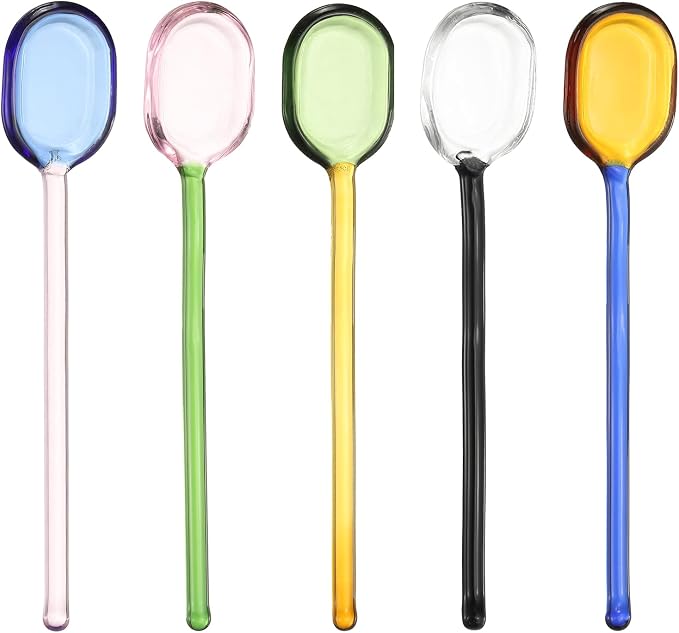 uxcell 1 Set Glass Coffee Spoons, 6.2 Inch Coffee Stirring Spoon, Long Handle by uxcell