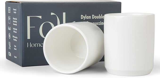 Folk Ceramics Dylan Ceramic Cappuccino Cups Set | Double Walled Ceramic Coffee by FolkCeramics