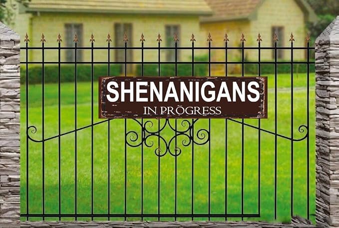 Shenanigans In Progress Metal Sign, Rustic Wall Art, 16 x 4 Inch Funny Decor - Image 3
