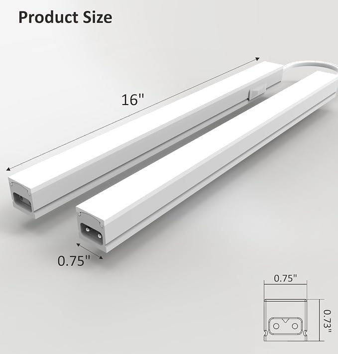 Leetdud Under Cabinet Lighting Plug in, 16 Inch 2 Pcs, Linkable AC120V 3CCT - Image 8