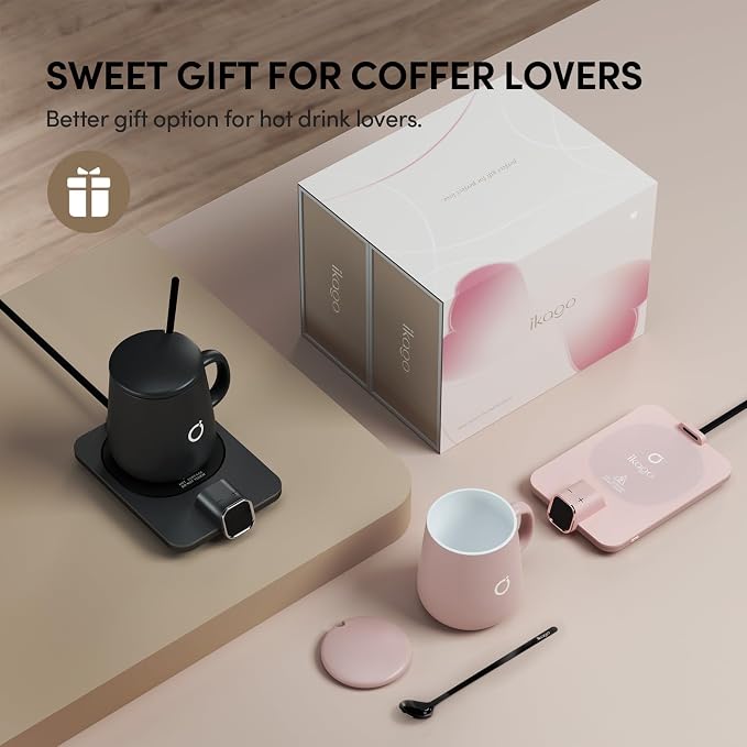 2Pcs Heated Coffee Mug Warmer & IKAGO Mug Set - Image 2