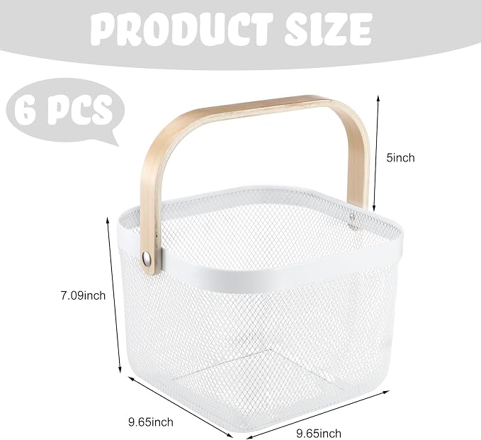 Roshtia White Metal Wire Storage Basket - Image 2