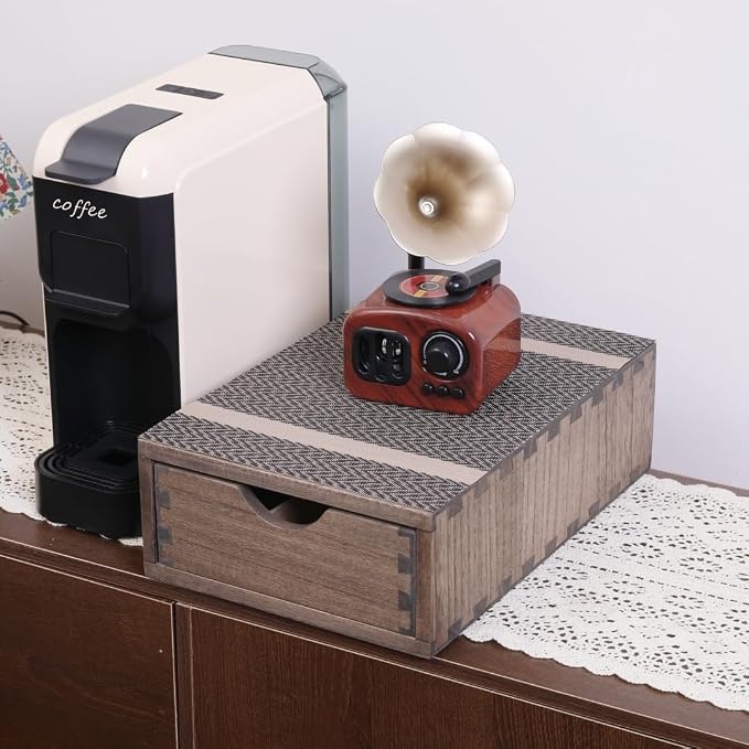 DDYURI Coffee Pod Holders 1-Layer 1-Drawer Dark Brown - Image 3
