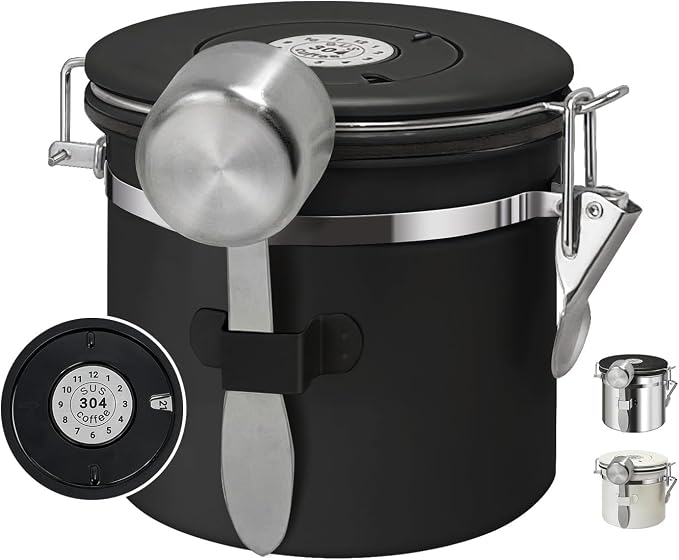 1.2L Airtight Vacuum Coffee Canister, Stainless Steel Storage Container by DTXIAQIAO