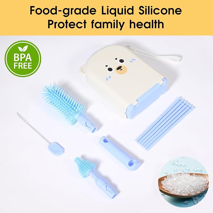 Travel Bottle Washing Kit with Storage Case, 7-in-1 Baby Travel Bottle Cleaner - Image 5