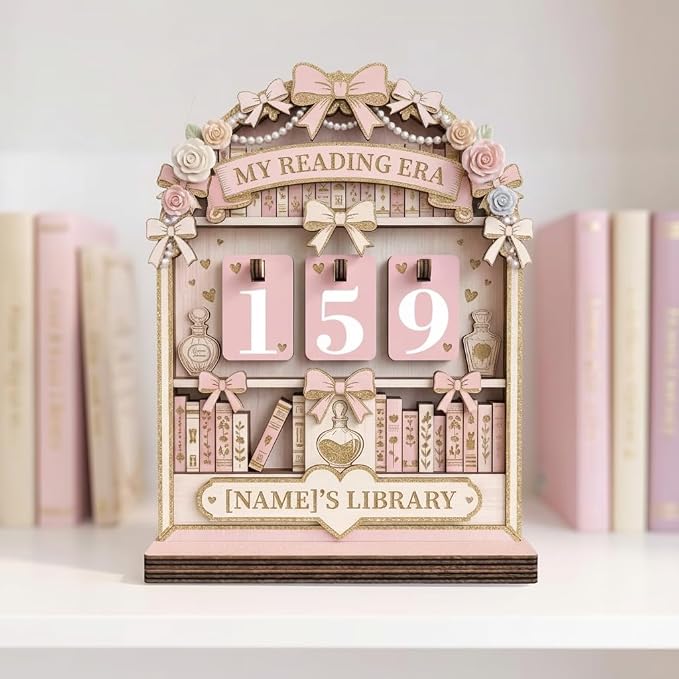 Personalized Book Read Tracker, Wooden Books Read This Year Counter, Reading by Unknown