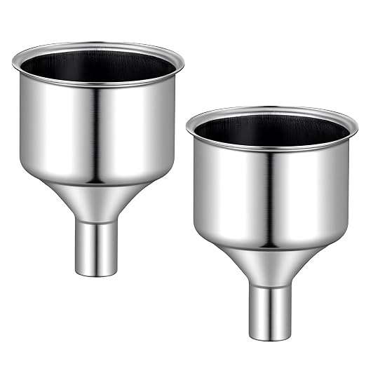 2 Pcs Stainless Steel Flasks Funnels 3/8" Small Kitchen Funnel Set Spout by Unknown