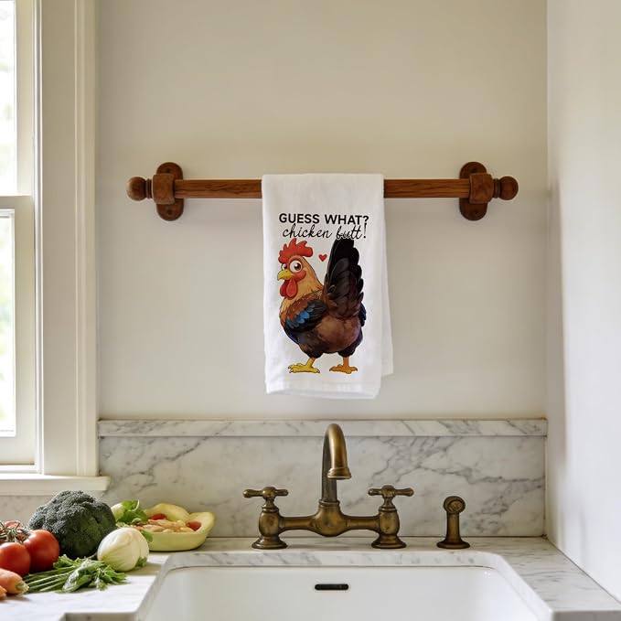 CUTHOLLOW Humorous Words & Chicken Decorative Kitchen Towels Set of 4, - Image 7
