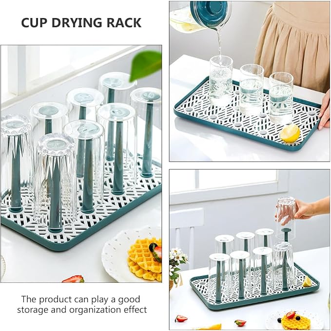 Veemoon Dishes Drying Rack Cup Drain Tray Mug Drainboard: Glass Drying Tray Mug - Image 8