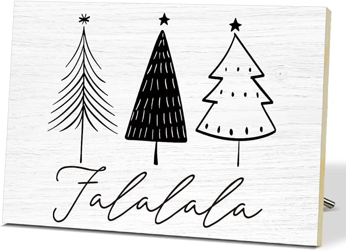 Falalala Merry Christmas Signs for Wall Decorations, Tree Wood Tabletop Decor by Unknown