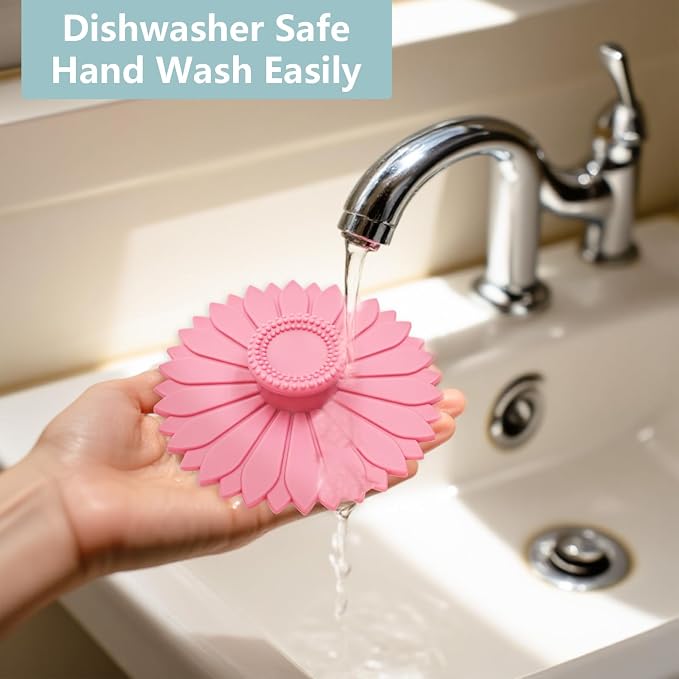 Sunflower Silicone Cup Covers, 4.1 Inch Reusable Suction Lids - Image 4
