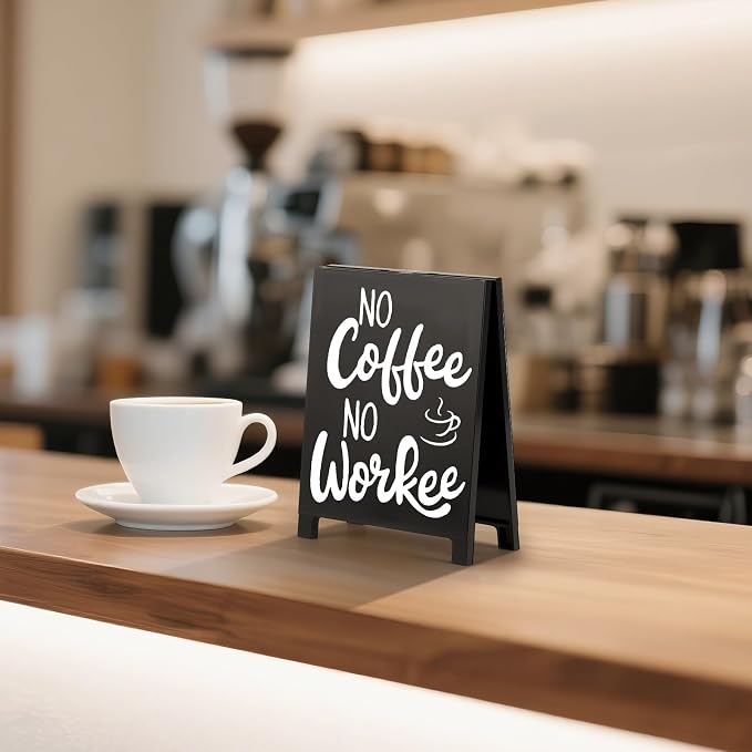 No Coffee No Workee Desk Decor Sign Retro Coffees Shop Table Display - Image 4