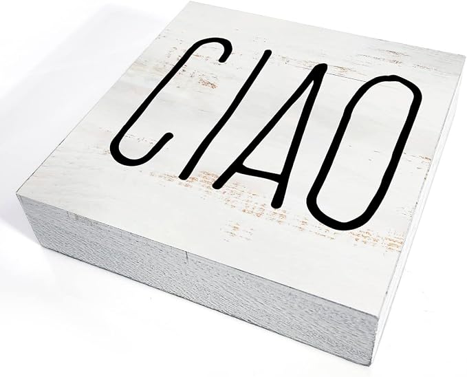 Ciao Wood Box Sign, Rustic Italian Hello Wooden Box Sign Block Plaque - Image 3