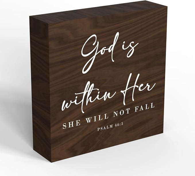 God Is Within Her Bible Verse Artwork Wooden Box Sign Rustic Farmhouse Style by ENGVZ