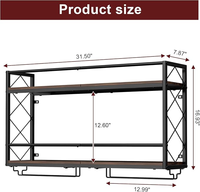 Wine Rack Wall Mounted 2 Tier Wall Wine Rack - Image 6