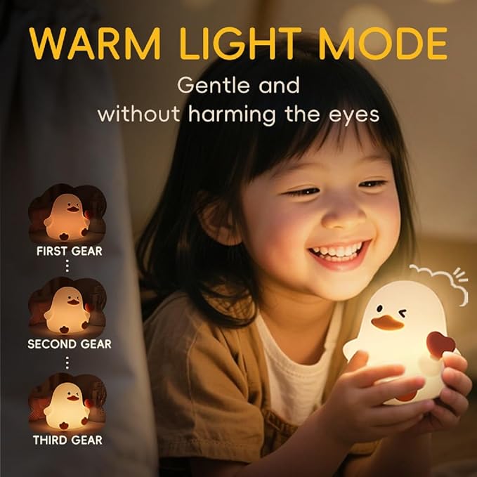 Duck Night Light for Adults Kids, Cute Silicone Animal Dimmable Nursery - Image 3