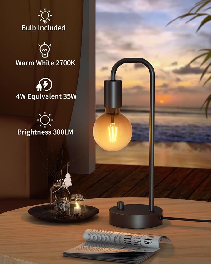 ONEWISH Industrial Table Lamp Set of 2, Fully Dimmable Beside Lamp - Image 3