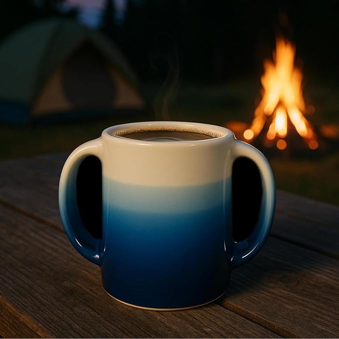 GUTE Handmade Pottery Double Hand Warmer Mug - 14 oz Ceramic Coffee Mug - Image 6