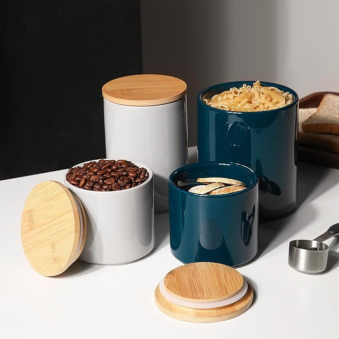 Sweejar Kitchen Canisters Ceramic Food Storage Jar Set, Stackable Containers - Image 6