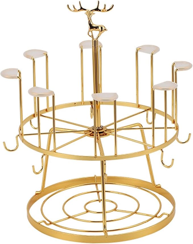 8 Cup Drying Rack Tea Cups Storage Rack Rotatable 8 Hooks Mug Draining Organizer - Image 7