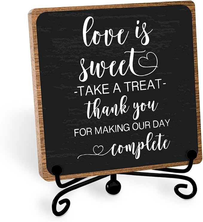 Funny Wedding Decor, Love Is Sweet Enjoy A Treat Sign Plaque, Lovely Gifts by Toerifer