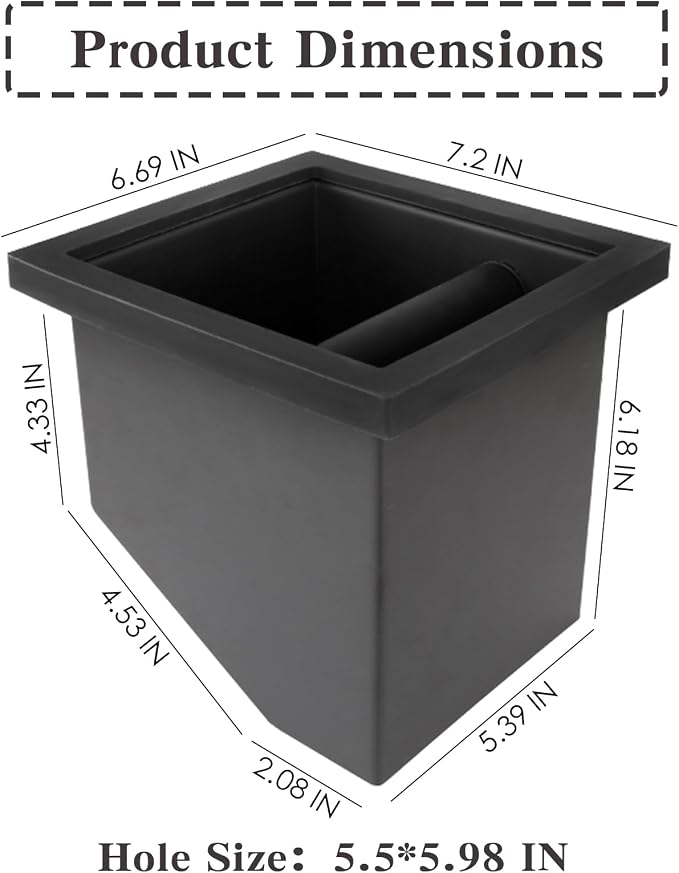 Stainless Steel Espresso Coffee Ground Knock Box Chute, Built-in Desktop Waste - Image 4