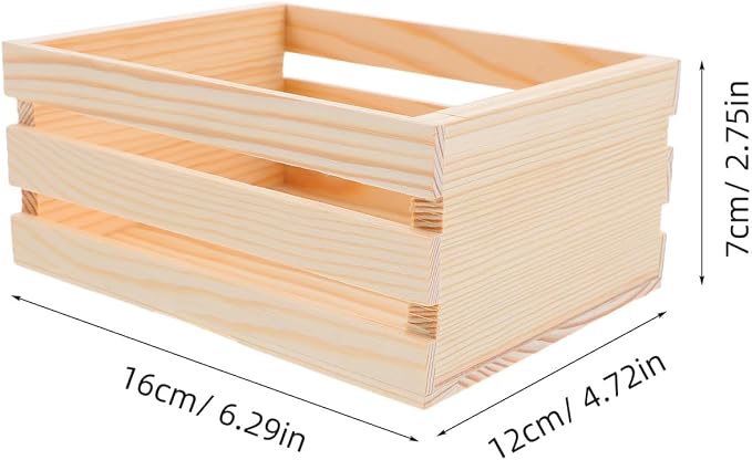 Mini Pine Wood Crate, 6.5" x 4.1" x 3.5" Small Wooden Storage Box - Image 2