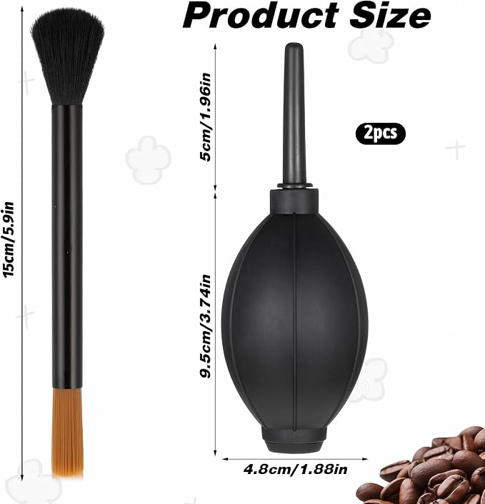 Coffee Grinder Brush, Coffee Grinder Cleaning Brush Set, Long Air Duster and - Image 2
