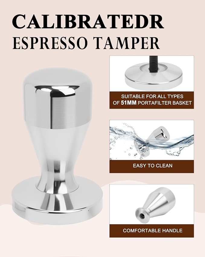 51mm Espresso Accessories Kit, 350ml Milk Frothing Pitcher, Espresso Tamper - Image 3