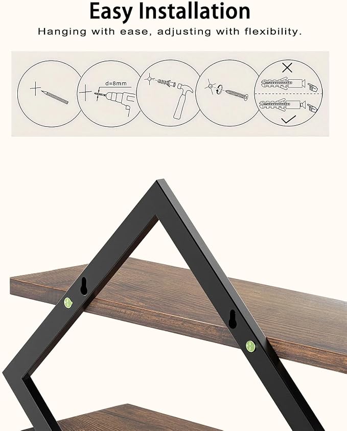 Floating Shelves Set of 3, Decorative Rustic Wall Shelves - Image 5