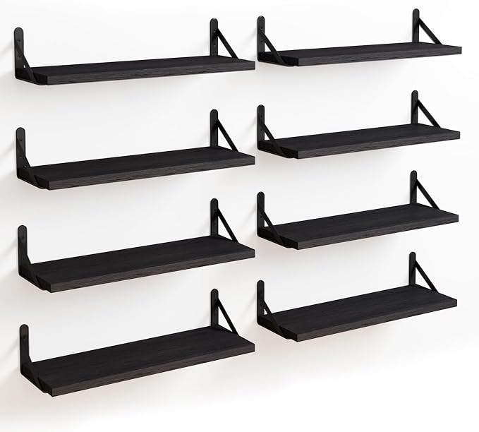 Fixwal Floating Shelves, Width 4.75in Rustic Wood Wall Shelves Set of 8 by Fixwal