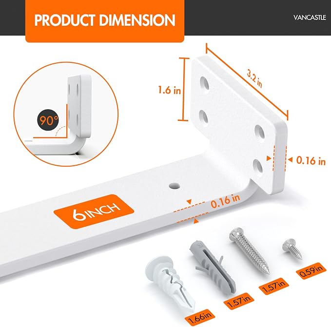 VANCASTLE Shelf Bracket, Floating Shelf Bracket 6 Inch, 6 Pack Heavy Duty Shelf - Image 2