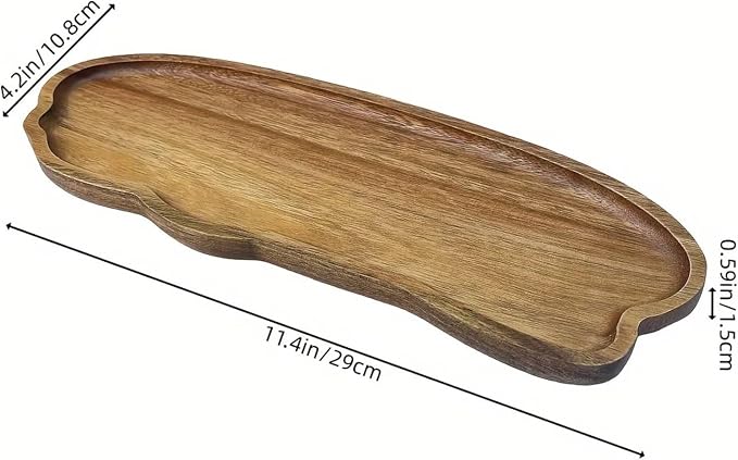 Minimalist Tea Tray with Cup Grooves, Handcrafted Wood Snack Plate - Image 5