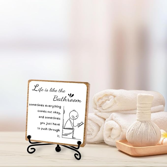 Funny Bathroom Decor, Bathroom Wooden Sign - Image 4