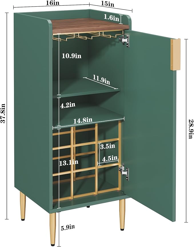 ARTPOWER Mini Bar Cabinet for Apartment, Fluted Wine Bar Cart - Image 2