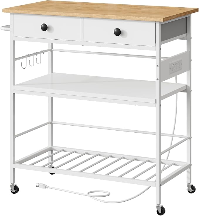 HOOBRO Kitchen Island with Storage, Rolling Island Cart by HOOBRO